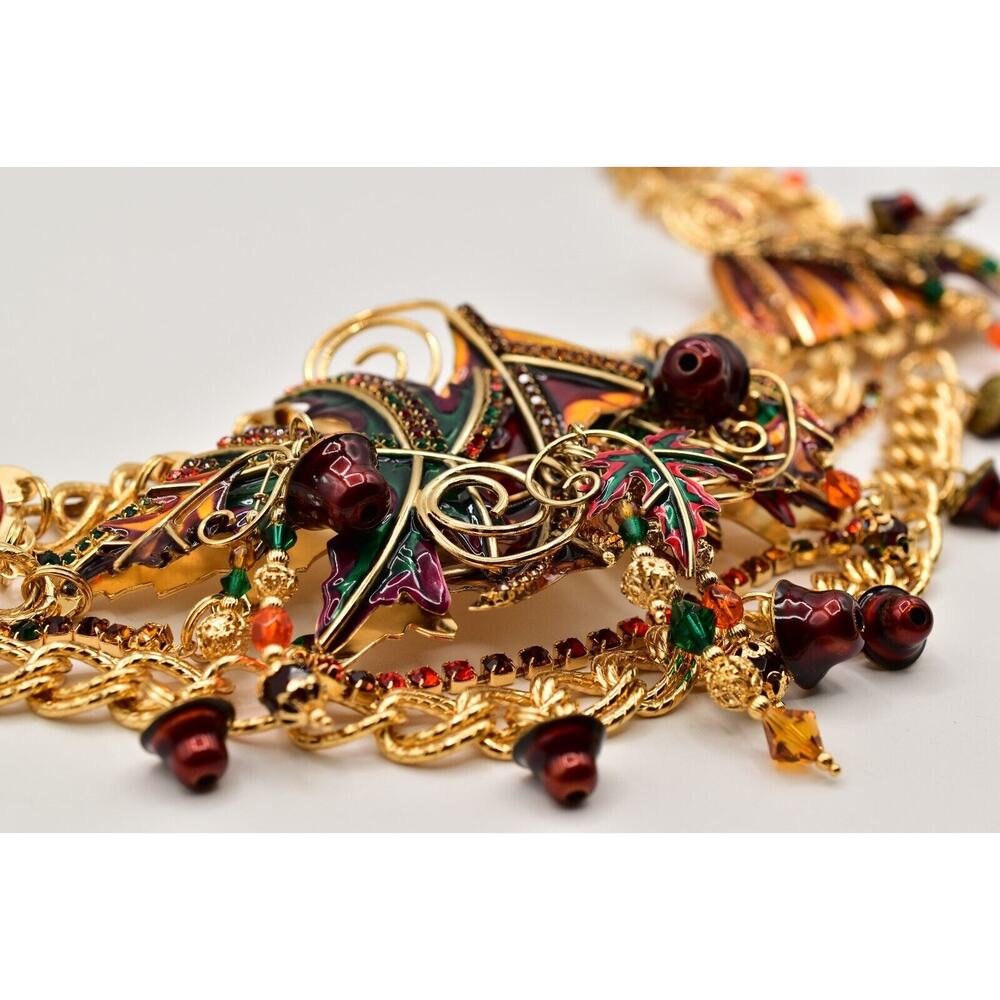 Lunch At The Ritz Autumn Fall Belt Chain Rhinestone Crystal Maple Leaf RARE - Picture 10 of 16